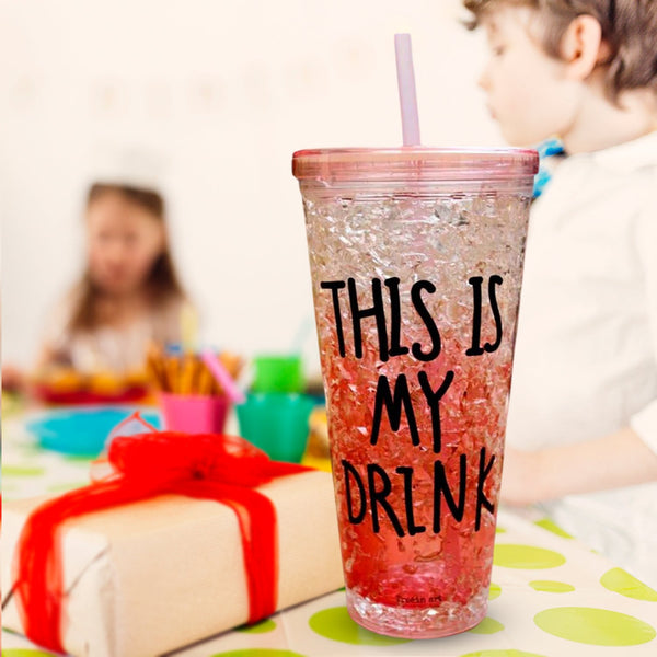 Plastic Creative Cold Drink Cup, Reusable Tea Coffee Tumbler with Lid and Straw, Double Wall Plastic Drinking Sport Bottle, Travel Tumbler