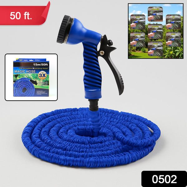 50 Ft Expandable Hose Pipe Nozzle For Garden Wash Car Bike With Spray Gun